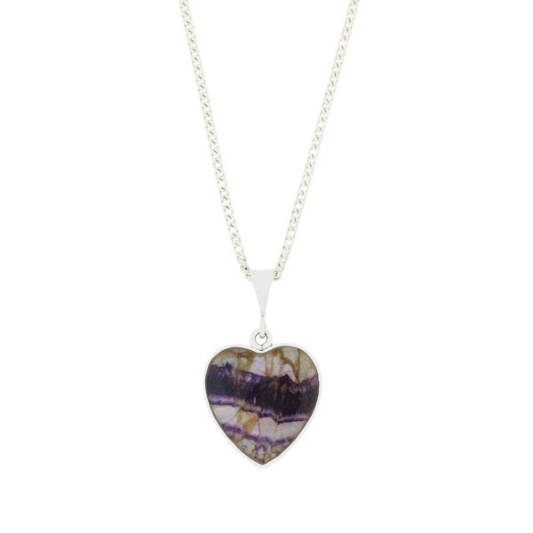 Derbyshire Blue John Sterling Silver Heart Pendant and Chain