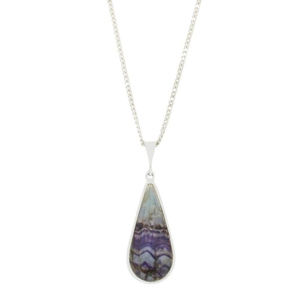 Derbyshire Blue John Reversible Pear Shape Pendant and Chain