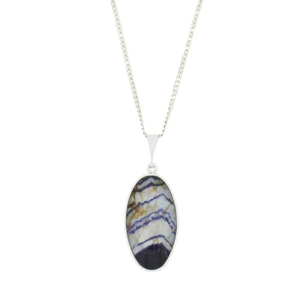 Derbyshire Blue John and Whitby Oval Shape Pendant and Chain
